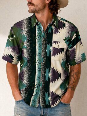 Vintage Wrangler Southwestern Western Button Up Shirt XL Aztec Geometric Print